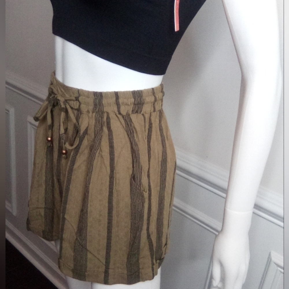 Angie's Striped Women's Shorts, Sz. Small, Elastic Tie Waist, 100% Rayon, NWOT - Picture 9 of 12